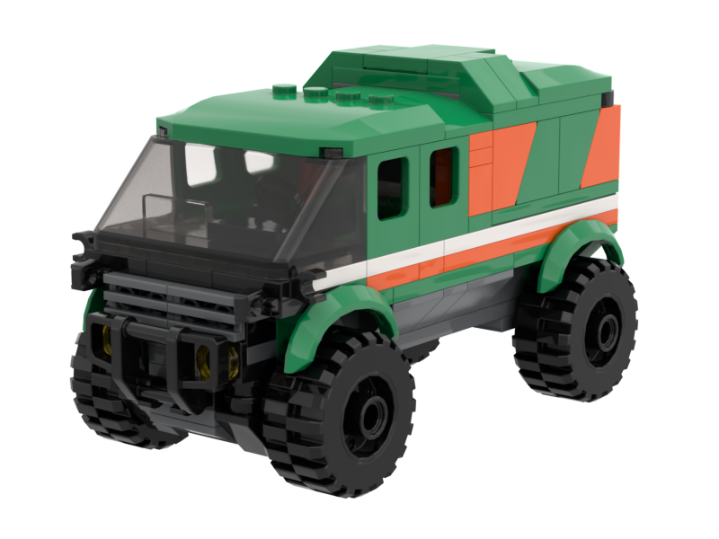 Green custom vehicle brick model